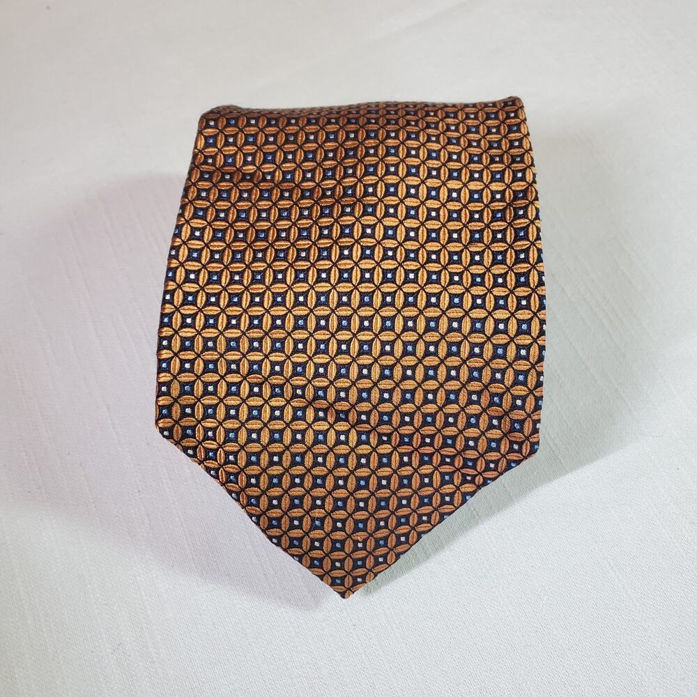 Roundtree & Yorke Mens Silk Necktie Geometric Patterned Suit Dress Tie Classic